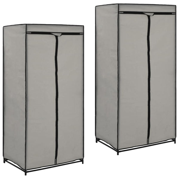 Garderobeskap 2 stk grå 75x50x160 cm