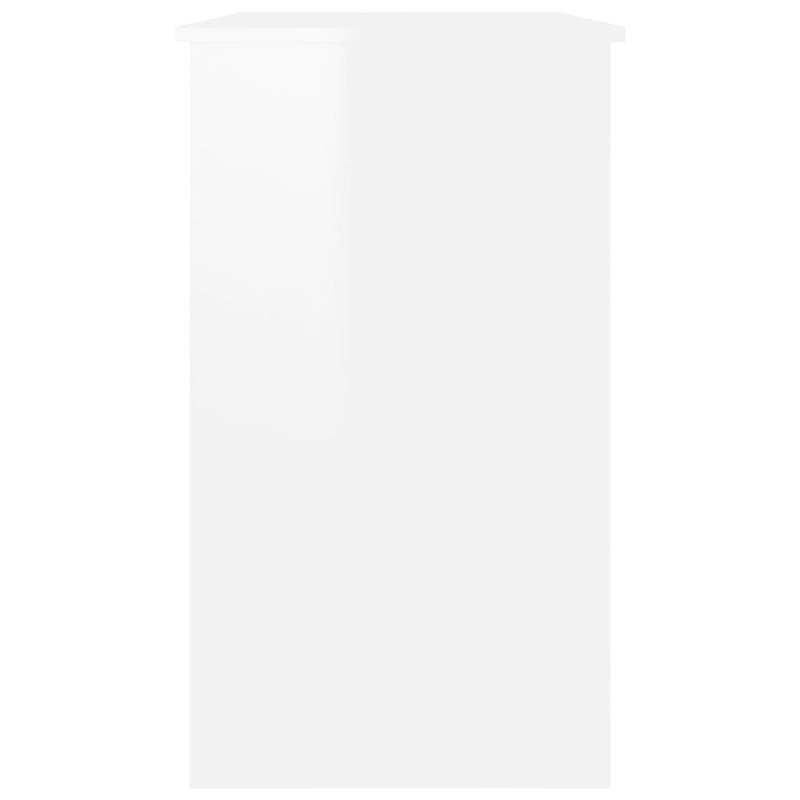 Skrivebord høyglans hvit 90x45x76 cm sponplate