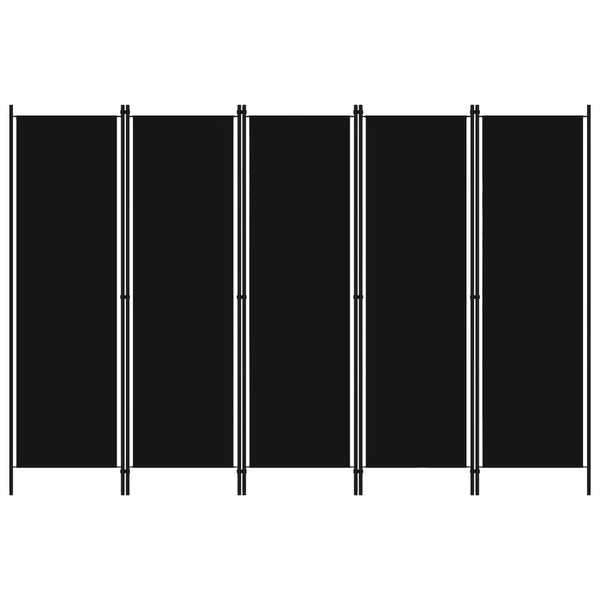 Romdeler med 5 paneler svart 250x180 cm