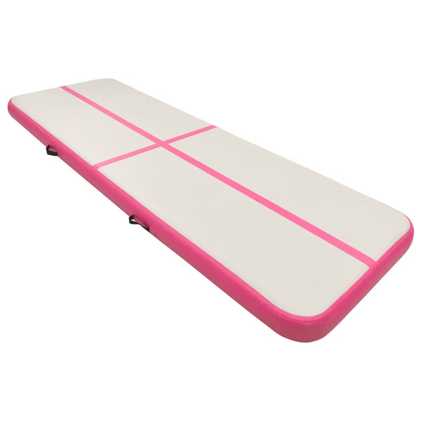 Oppblåsbar gymnastikkmatte med pumpe 500x100x15 cm PVC rosa