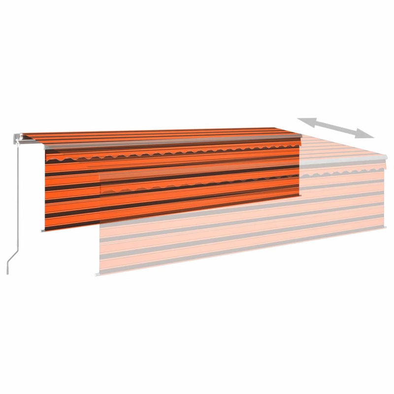 Manuell uttrekkbar markise rullegardin & LED 5x3m oransje brun