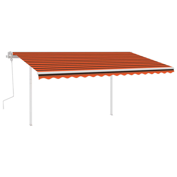 Manuell uttrekkbar markise med LED 4x3 m oransje og brun