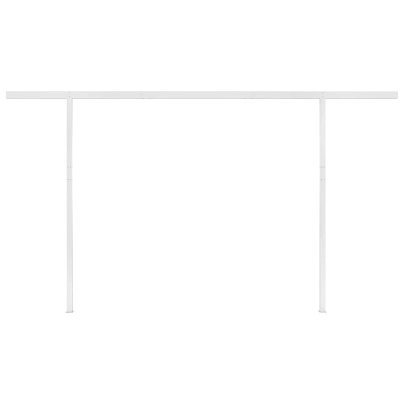 Automatisk uttrekkbar markise med stolper 4,5x3,5 m blå og hvit
