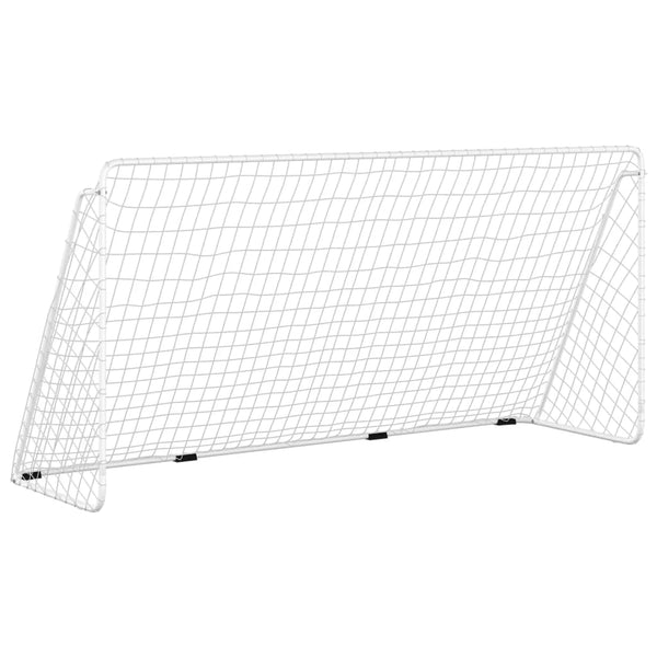 Fotballmål med nett hvit 366x122x182 cm stål