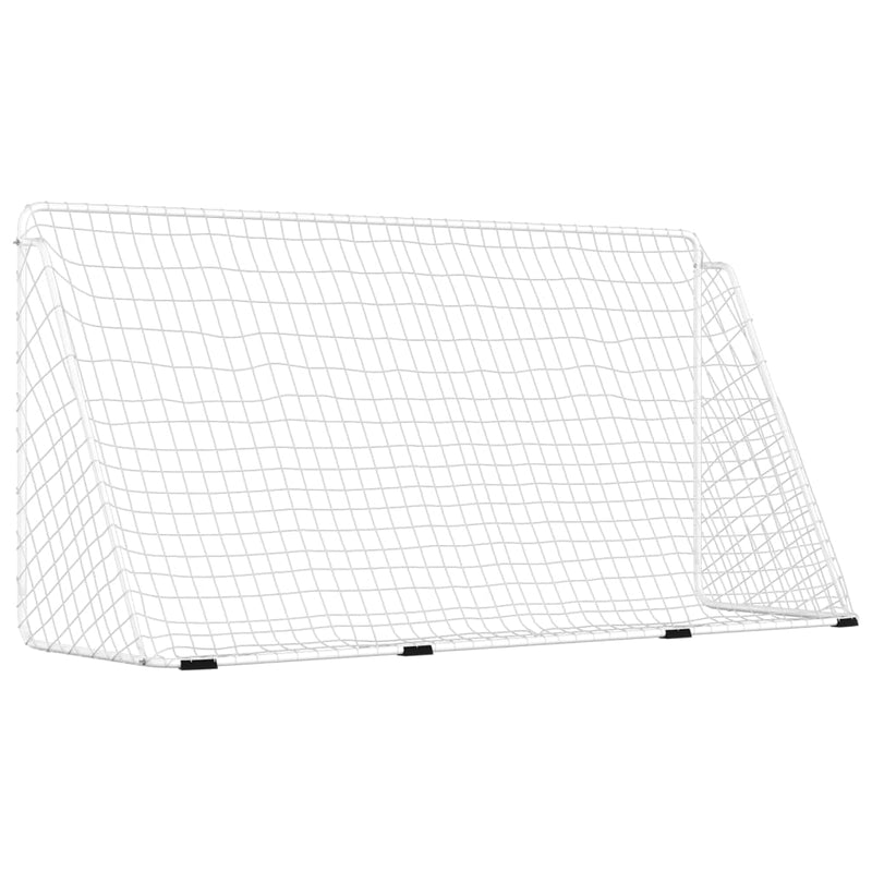 Fotballmål med nett hvit 366x122x182 cm stål