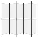 Romdeler med 5 paneler hvit 250x180 cm stoff