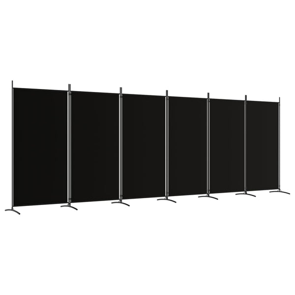 Romdeler med 6 paneler svart 520x180 cm stoff