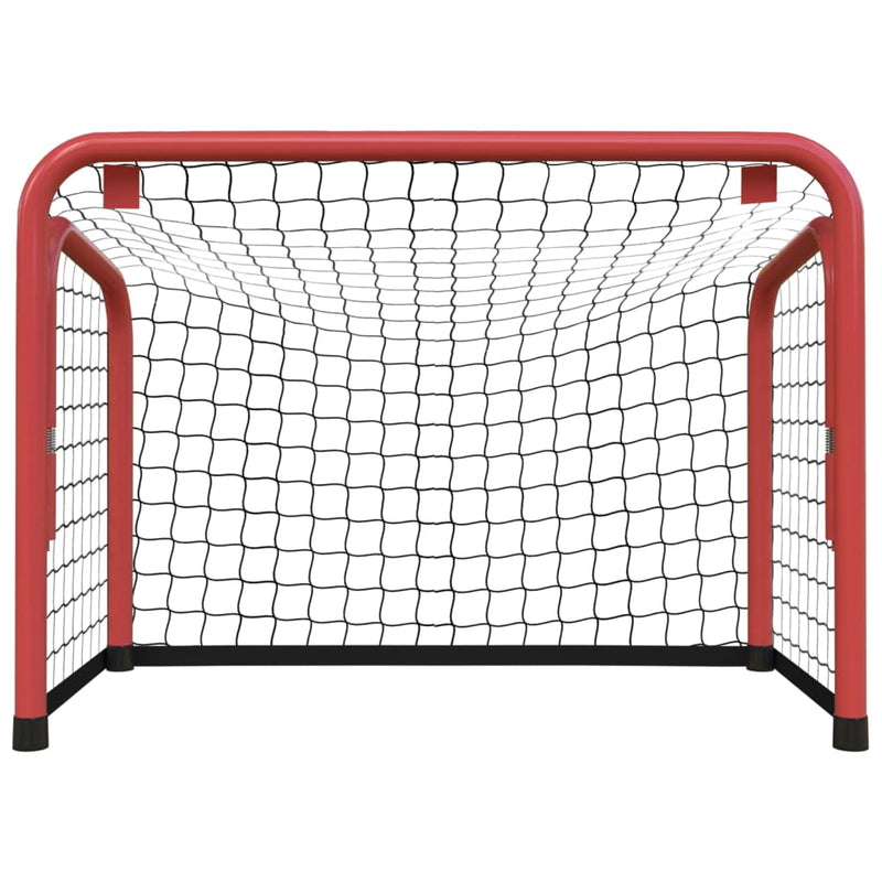 Hockeymål med nett rød og svart 68x32x47 cm stål og polyester