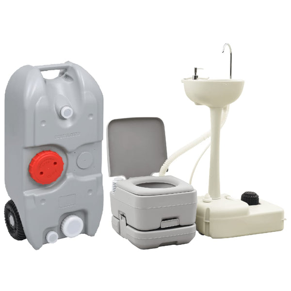 Bærbart campingsett toalett og håndvask med vanntank