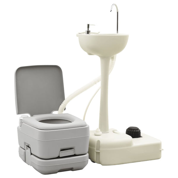 Bærbart campingsett toalett og håndvask med vanntank
