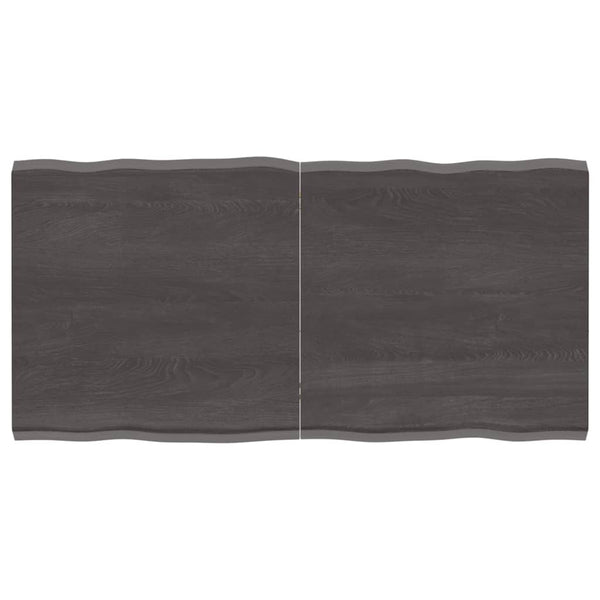 Bordplate mørkegrå 120x60x4 cm behandlet eik naturlig kant