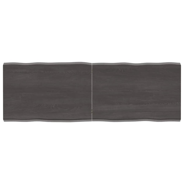 Bordplate mørkegrå 140x50x4 cm behandlet eik naturlig kant