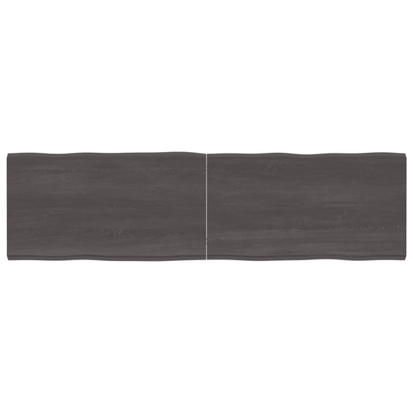 Bordplate mørkegrå 180x50x4 cm behandlet eik naturlig kant