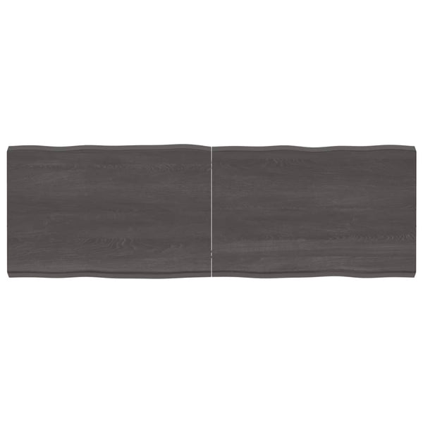 Bordplate mørkegrå 180x60x6 cm behandlet eik naturlig kant