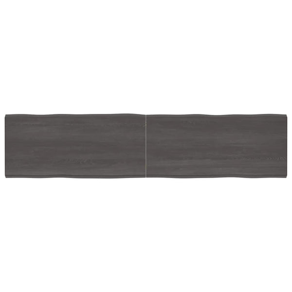 Bordplate mørkegrå 220x50x6 cm behandlet eik naturlig kant