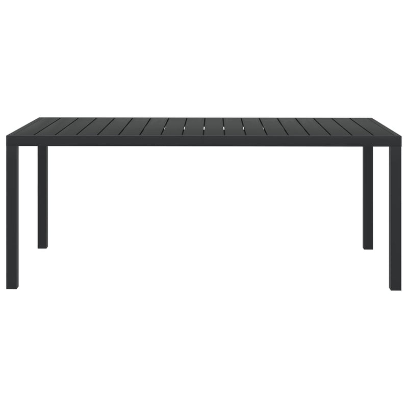 Hagebord svart 185x90x74 cm aluminium og WPC