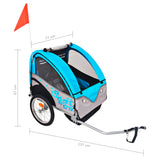 Sykkelvogn for barn grå og blå 30 kg
