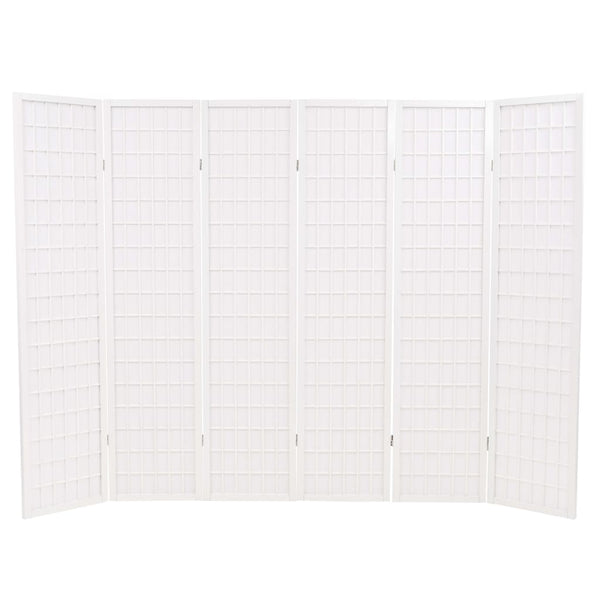 Sammenleggbar romdeler 6 paneler japansk stil 240x170 cm hvit