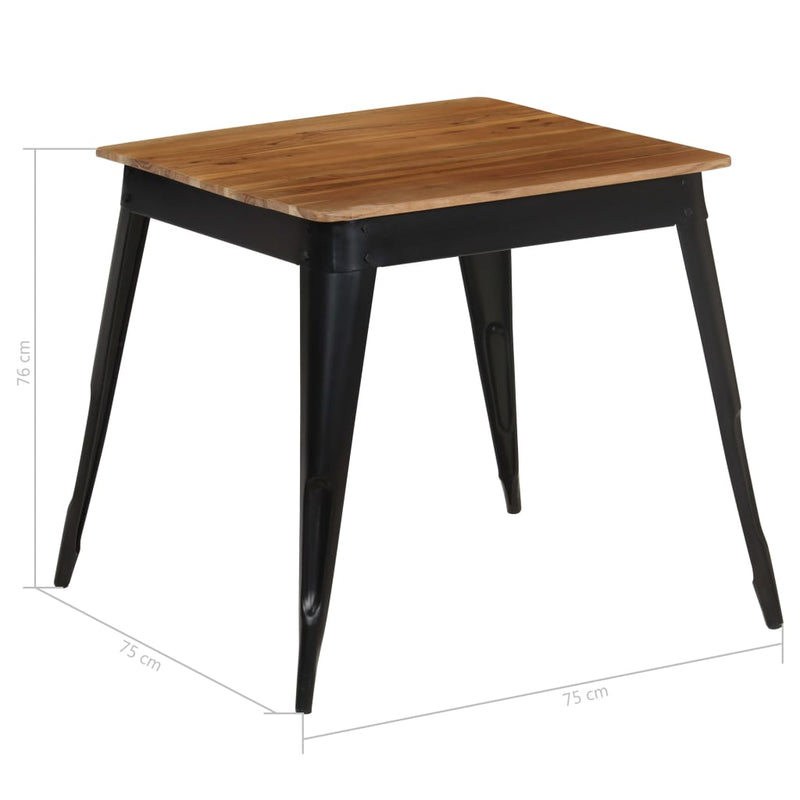 Spisebord heltre akasie og stål 75x75x76 cm