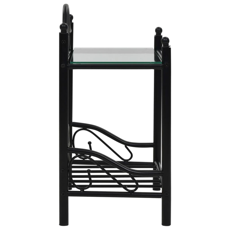 Nattbord stål og herdet glass 45x30,5x60 cm svart