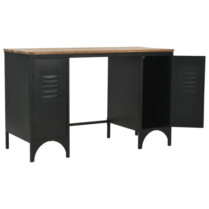 Dobbelt skrivebord heltre edelgran og stål 120x50x76 cm