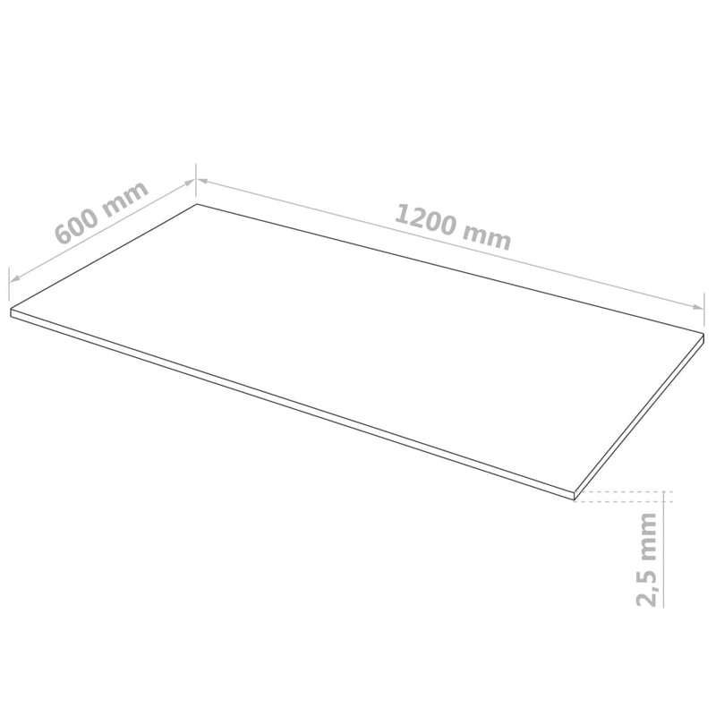 Bordplater MDF 5 stk rektangulær 120x60 cm 2,5 mm