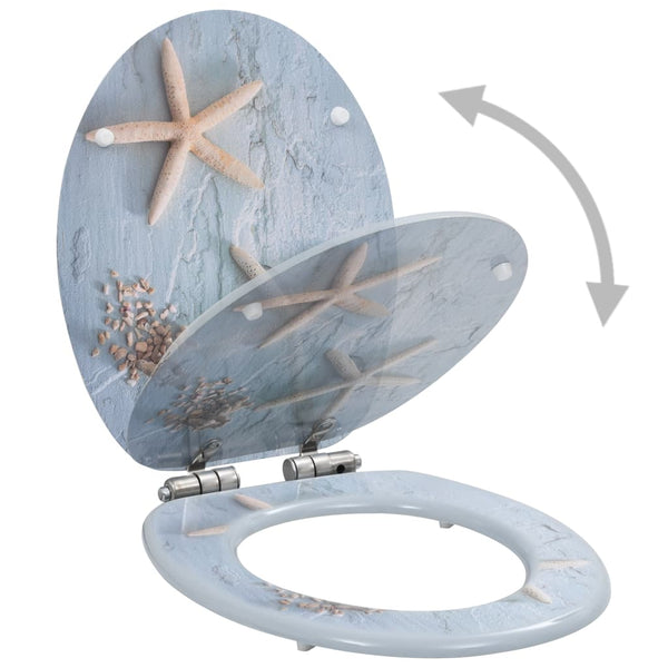 Toalettsete med myk lukkefunksjon MDF sjøstjernedesign