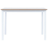 Spisebord hvit og brun 114x71x75 cm heltre gummitre