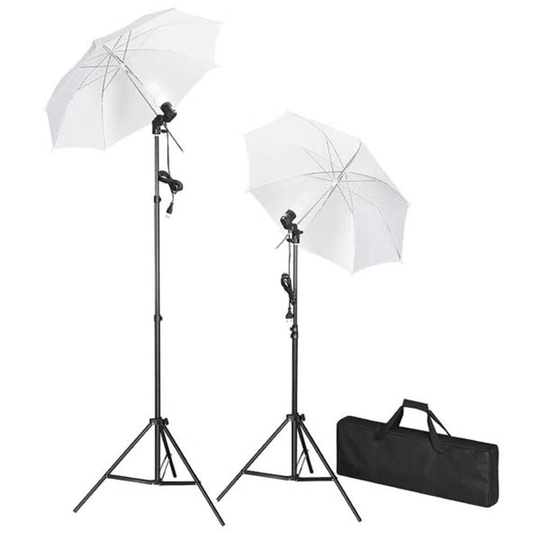 Studiobelysningssett med stativ og paraplyer