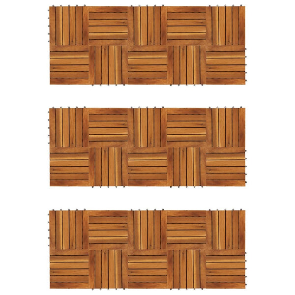 Terrassebord Vertikalt Mønster 30 x 30 cm Akasie Sett med 30