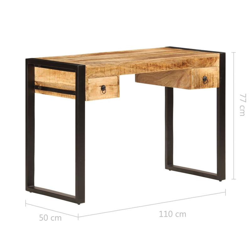 Skrivebord med 2 skuffer 110x50x77 cm heltre mango