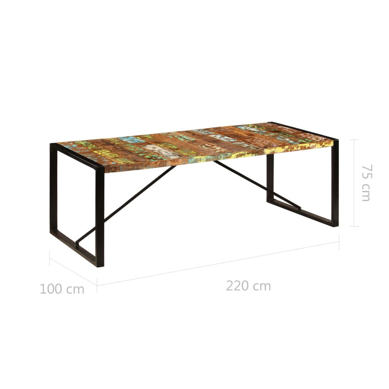 Spisebord 220x100x75 cm gjenvunnet heltre