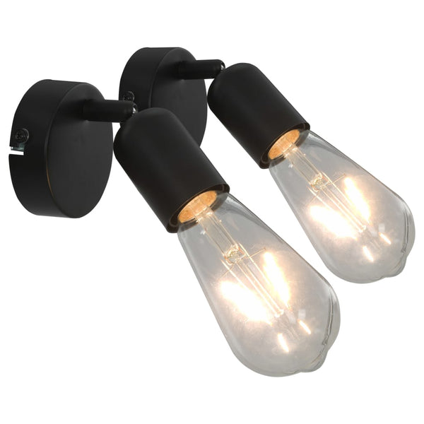 Spotlys 2 stk med glødelamper 2 W svart E27