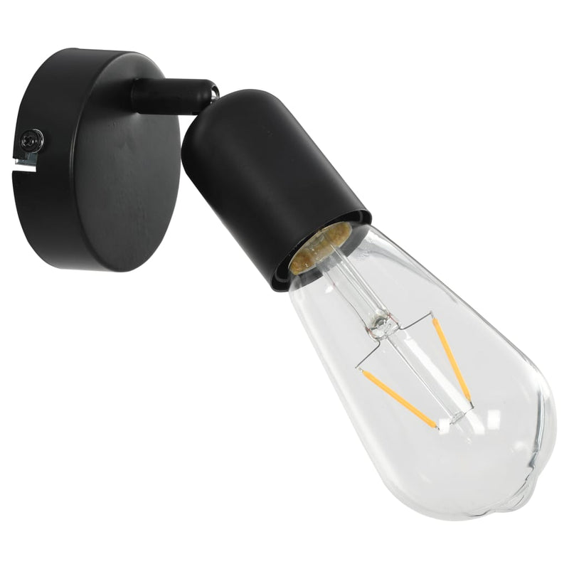 Spotlys 2 stk med glødelamper 2 W svart E27