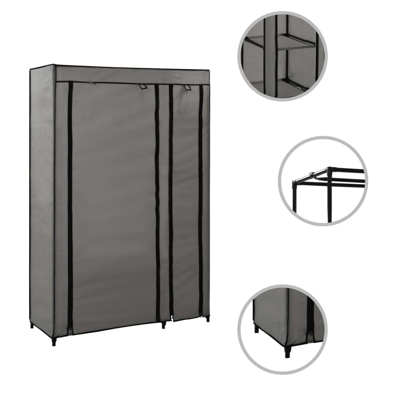 Sammenleggbare garderober 2 stk grå 110x45x175 cm stoff