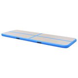 Oppblåsbar gymnastikkmatte med pumpe 800x100x10 cm PVC blå