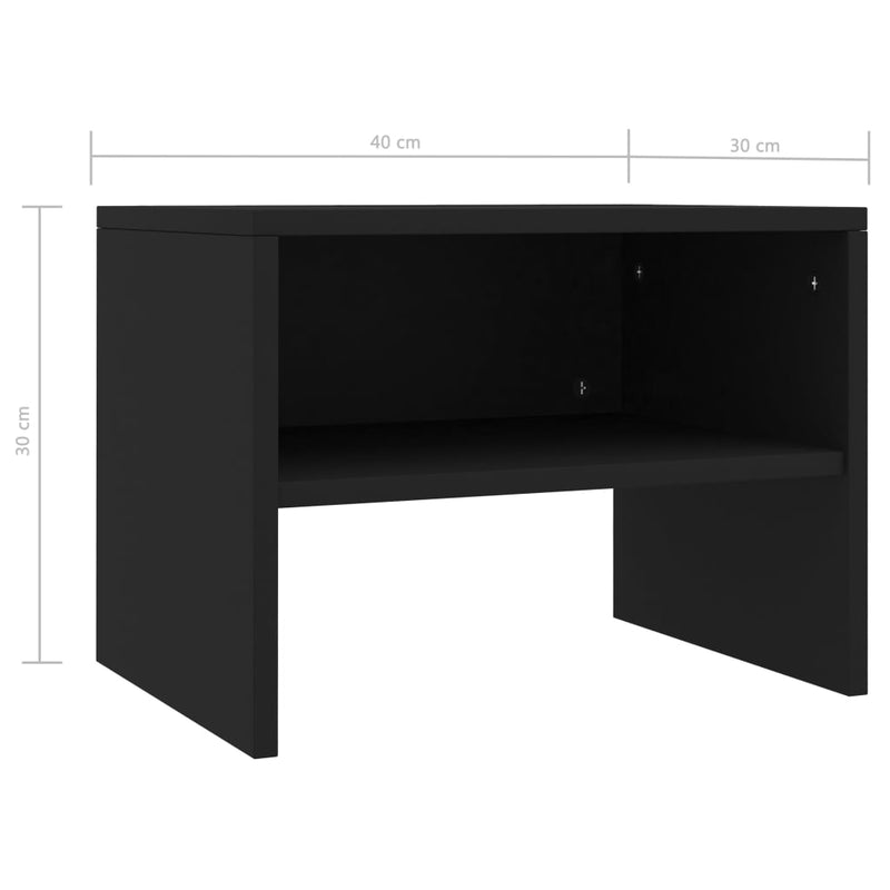 Nattbord svart 40x30x30 cm sponplate