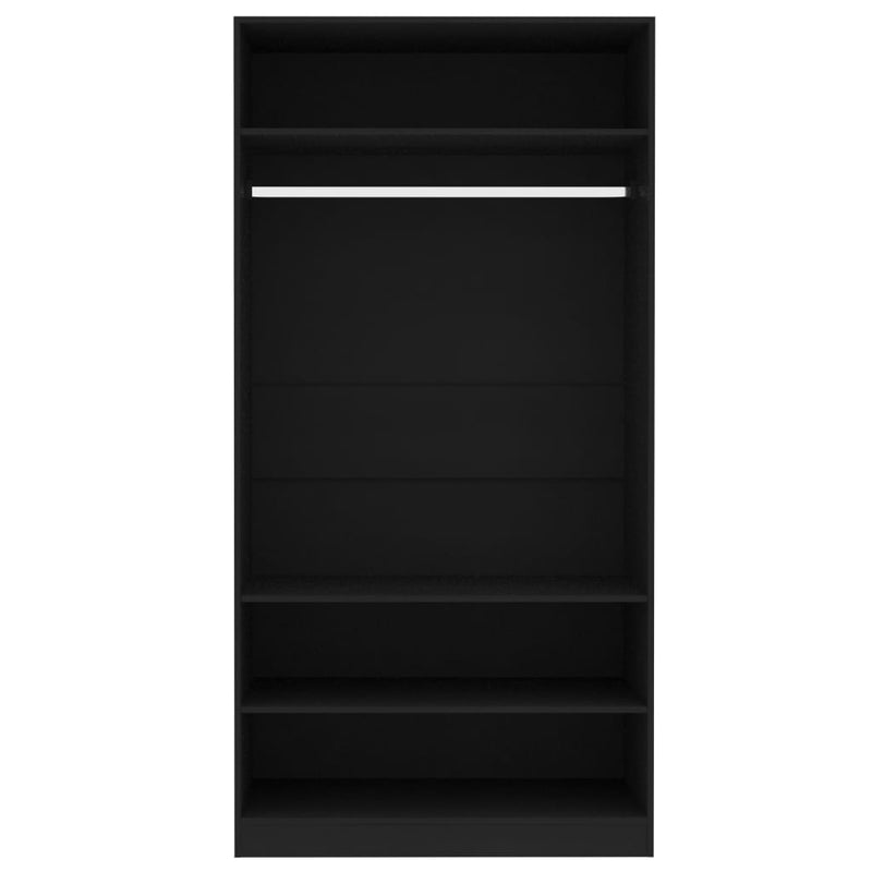 Garderobe svart 100x50x200 cm sponplate