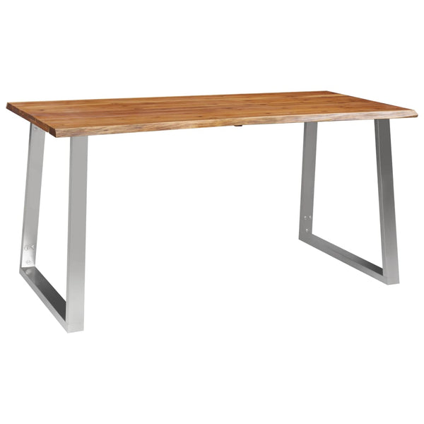 Spisebord 160x80x75 cm heltre akasie og rustfritt stål