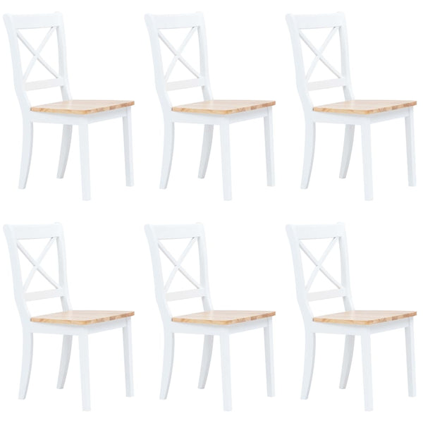 Spisestoler 6 stk hvit og lys heltre gummitre