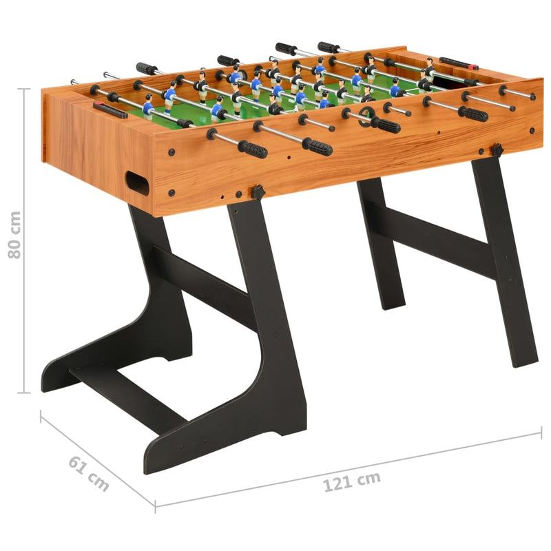 Sammenleggbart fotballbord 121x61x80 cm lys brun