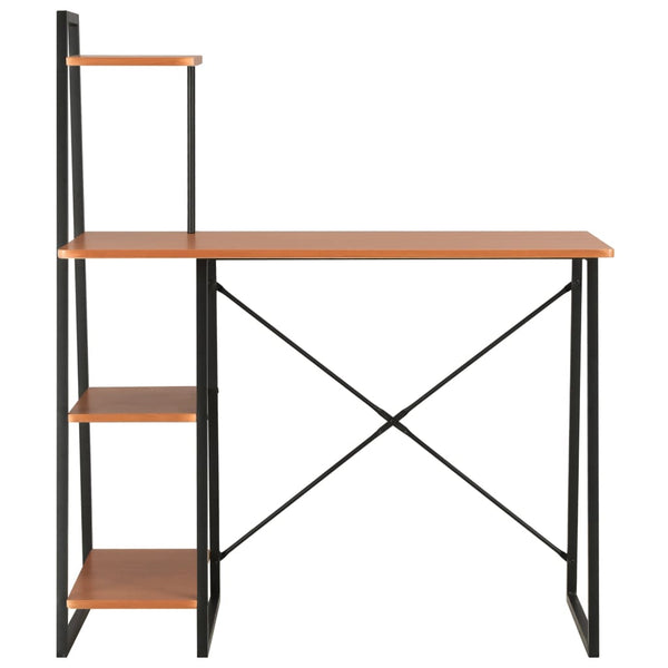 Skrivebord med hylle svart og brun 102x50x117 cm