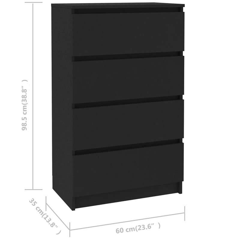 Skjenk svart 60x35x98,5 cm konstruert tre