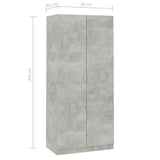Garderobe betonggrå 90x52x200 cm sponplate