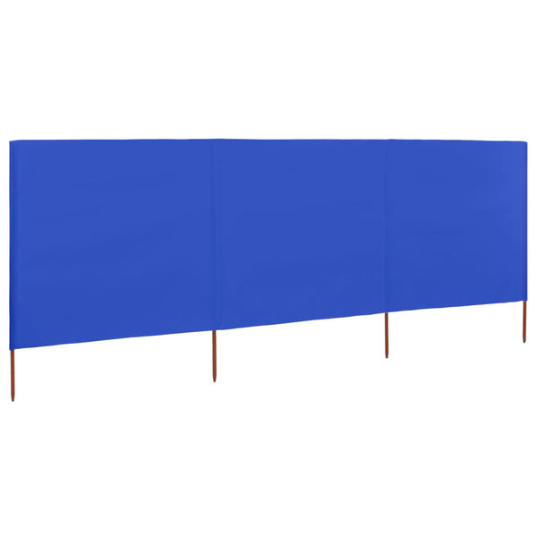 Vindskjermer 3 paneler stoff 400x160 cm asurblå