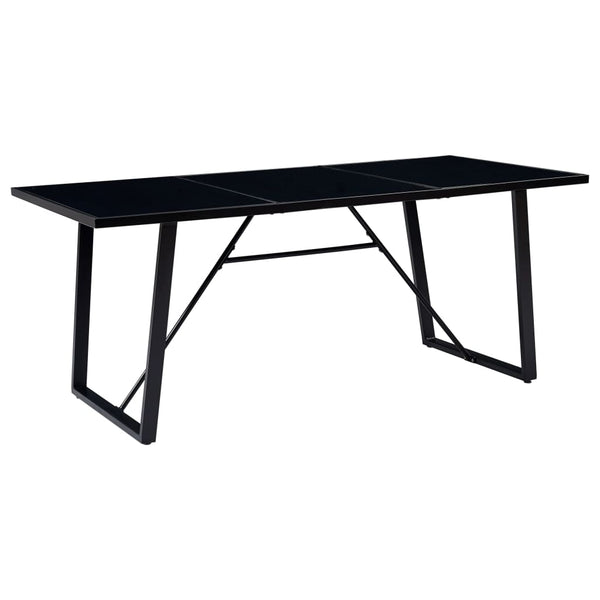 Spisebord svart 180x90x75 cm herdet glass