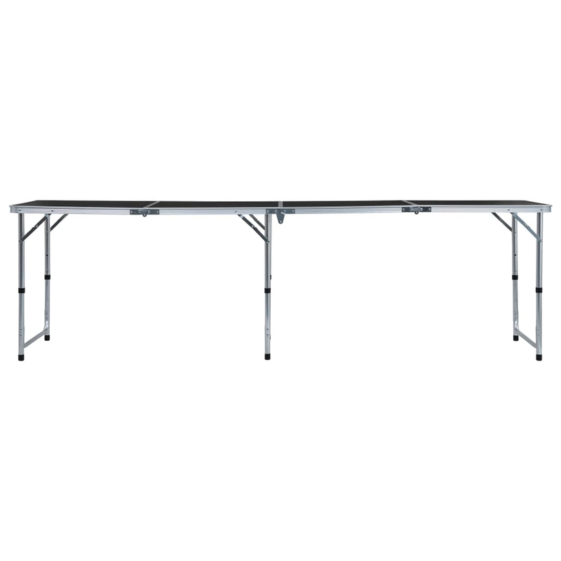 Sammenleggbart campingbord grå aluminium 240x60 cm