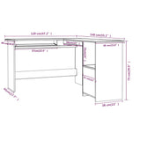 L-formet hjørneskrivebord grå 120x140x75 cm sponplate
