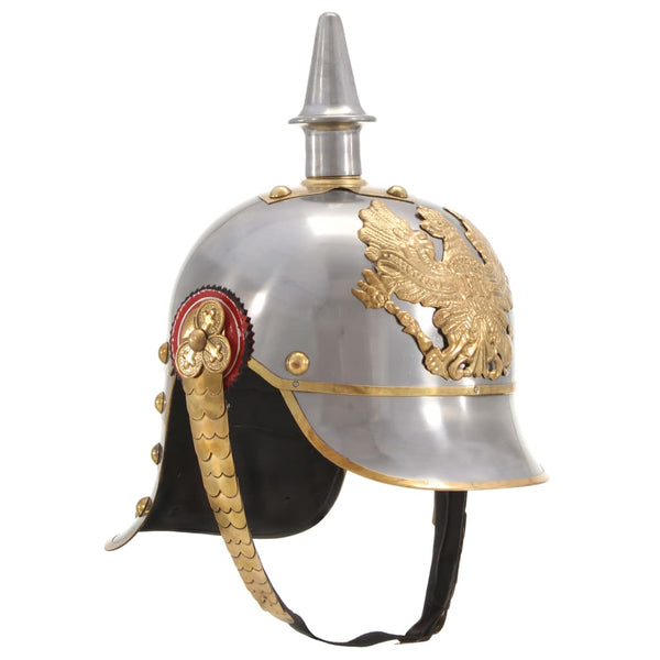 Tysk prøyssisk hjelm antikk replika LARP sølv stål