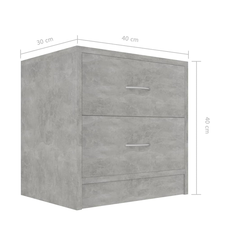 Nattbord betonggrå 40x30x40 cm sponplate